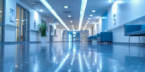 Modern Hospital Corridor with Bright Lighting and Clean Design