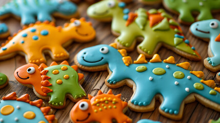 Fototapeta na wymiar Dinosaur Themed Cookies 