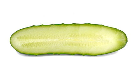 half cucumber isolated on white background