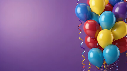 colorful festive balloons. copy space. the place of the text. for a birthday celebration card