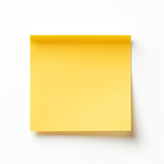 Yellow sticky post it note, white background, professional photo сreated with Generative Ai