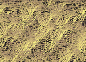 Golden-yellow linear wavy backdrop for interiors or fabrics. Seamless pattern like a fishing net. Linear motifs for business concepts, prints, covers, backgrounds, textures, scrapbooking, tiles, etc.