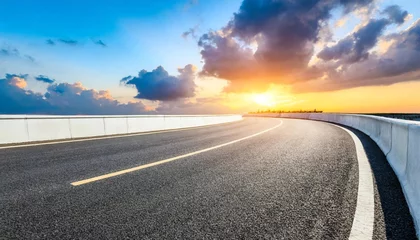 Papier Peint photo autocollant Gris asphalt highway and beautiful clouds landscape at sunset