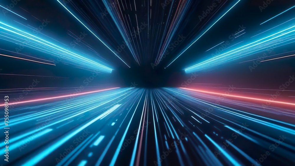 Aufkleber futuristic technology background with light stream, abstract space lines