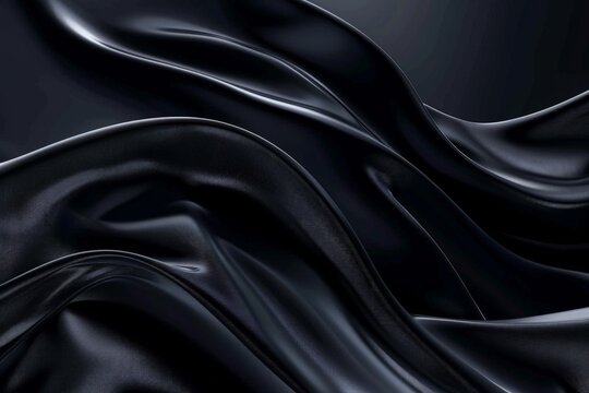 Detailed close-up of a black silk material showing its smooth texture and elegant sheen.
