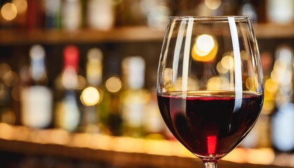 elegant glass of red wine on blurred bar background wine industry concept - obrazy, fototapety, plakaty