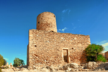 An old stone tower in Majorca, Spain