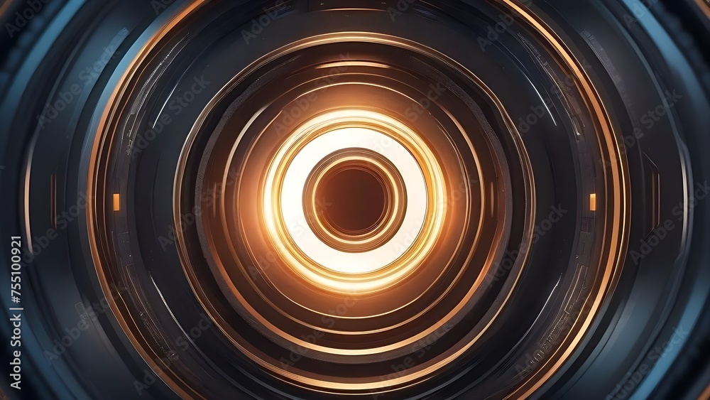 Poster glowing circle background. depth and movement in technology, science