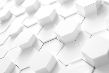 Abstract Hexagon Geometric Surface. light bright clean minimal hexagonal grid pattern, random waving motion background canvas in pure wall architectural white - obrazy, fototapety, plakaty