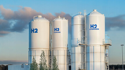 Hydrogen Power Innovative H2 Storage Tanks at Industrial Energy Plant