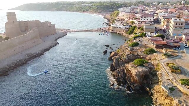 View of the Aragonese Castle, Isola di Capo Rizzuto, Italy