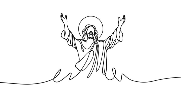 Vector image of Jesus Christ drawn in one line.