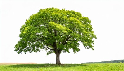 Fototapeta na wymiar single green broadleaf tree isolated on white background