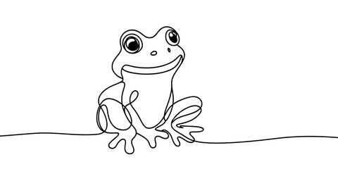 Vector image of a frog in linear style. One line.