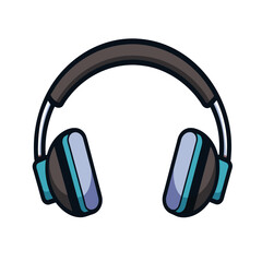 Black headphones icon on white