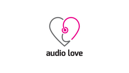audio heart ear hearing aid vector log template