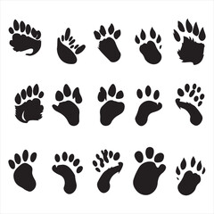 A black silhouette animal foots set
