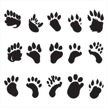 A black silhouette animal foots set
