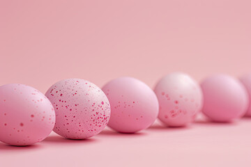 Fototapeta na wymiar pink eggs in a row on pink background