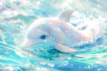 Character baby fairy tale dolphin unicorn
