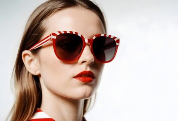 portrait of a woman with red sunglasses