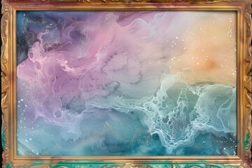 watercolor-inspired frame with soft pastel hues.