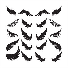 A black silhouette angel or bird wing set
