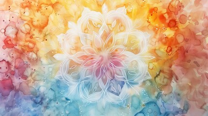 watercolor mandala with soft pastel colors blending seamlessly harmonious effect.