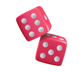 Casino dice 3D icon, board game pieces isolated poker cubes. Vector casino hotel service, gambling games in restaurant. Dice isolated 3d objects