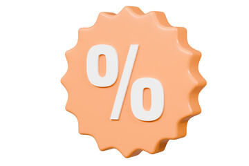 3d Minimal online shopping concept. discount orange emblems for sales icon symbol. Price percent tag offer promotion. Big sale. best offer. special discount isolated orange background. 3d illustration