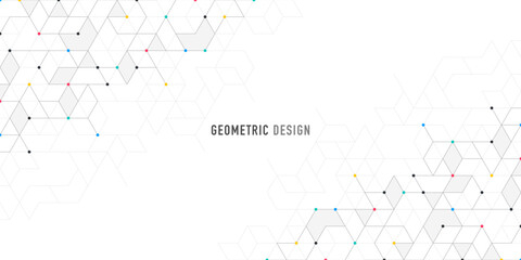 Abstract vector background with simple geometric figures and dots. Graphic design element and polygonal shape pattern