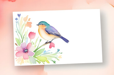 card with bird and flowers