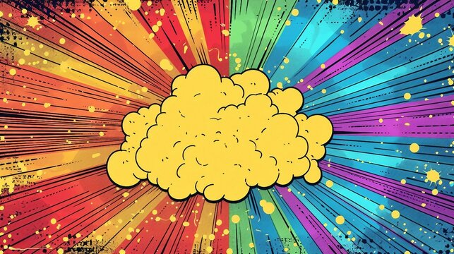 a nostalgic vintage retro comic boom explosion template with classic retro rainbow stripes. 
