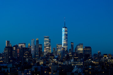 Lower Manhattan skyline at night