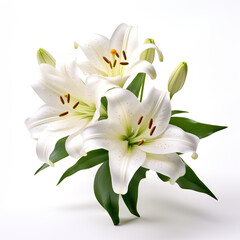 Lily, white background, professional photo сreated with Generative Ai