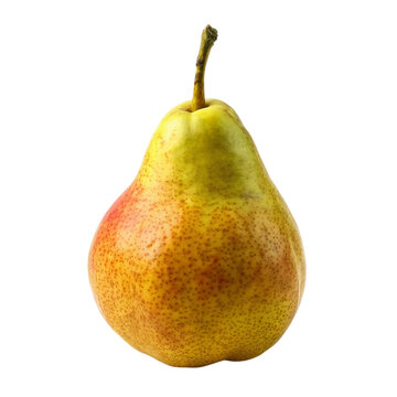 Ripe yellow pear isolated on a transparent background.