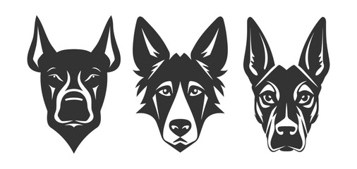 dog head black logo set