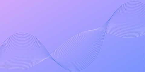 Abstract background with waves for banner. Medium banner size. Vector background with lines isolated. Blue and pink gradient. Purple color. Brochure, booklet. Ocean, water, sky
