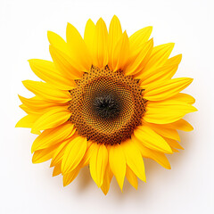 Fototapeta premium Sunflower, white background, professional photo сreated with Generative Ai