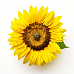 Fototapeta premium Sunflower, white background, professional photo сreated with Generative Ai