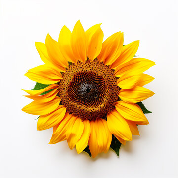 Sunflower, white background, professional photo сreated with Generative Ai