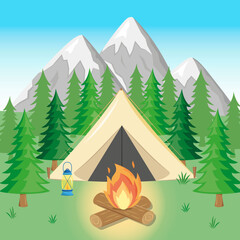 Obraz na płótnie Canvas Camping in the woods