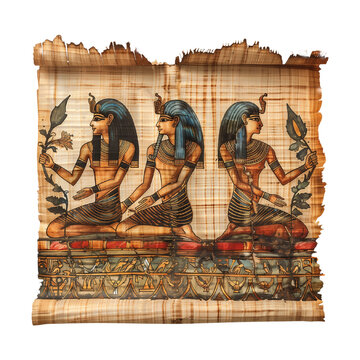 Ancient egyptian papyrus on transparent background