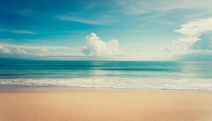 seascape abstract beach background calm sea and sky focus on sand foreground vintage color tone