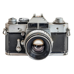 Retro film camera on transparent background