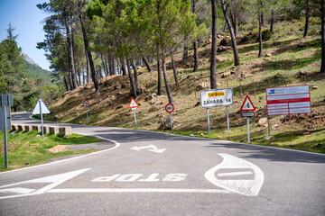 Zahara, Spain - April 9, 2023: Zahara driving directions in Andalucia, Spain