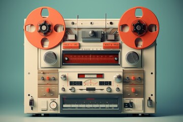 Nostalgic Retro tape recorder. Audio player. Generate Ai