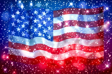 Fotobehang USA 4th of july independence day design of american flag with fireworks vector illustration © Mayava