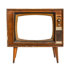 Vintage television set on transparent background