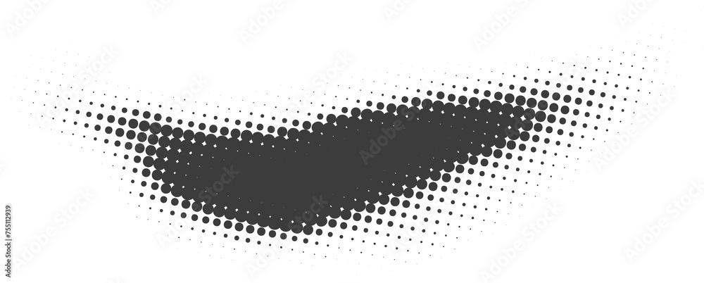 Poster halftone dotted shape. paint blob with noisy effect. abstract splatter shape